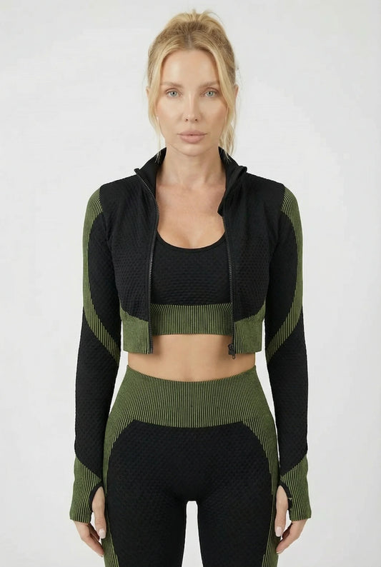 Army Green 3-Piece Gymwear Set