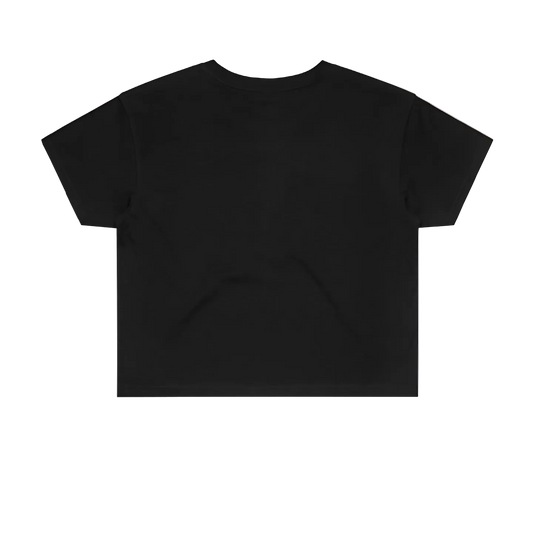 Black cropped t-shirt on a white background